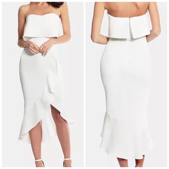 NWT Xscape Crepe Bustier Ruffle Coral Size 7 - Picture 2 of 7